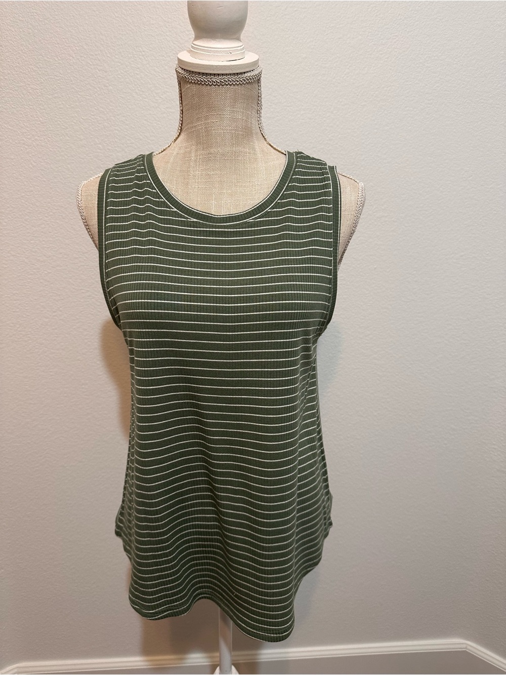 Thread & Supply Sage Green Striped Ribbed Tank